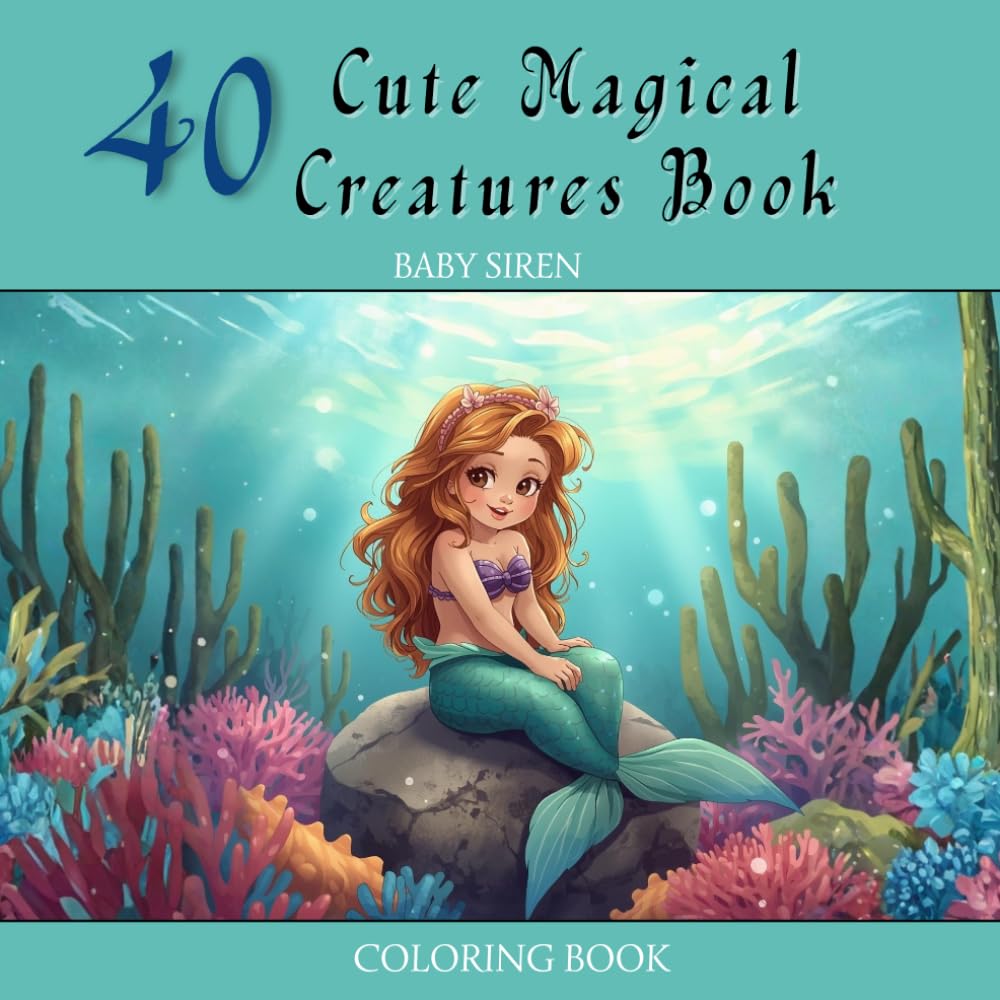 40 cute magical creatures coloring book : baby siren: baby siren