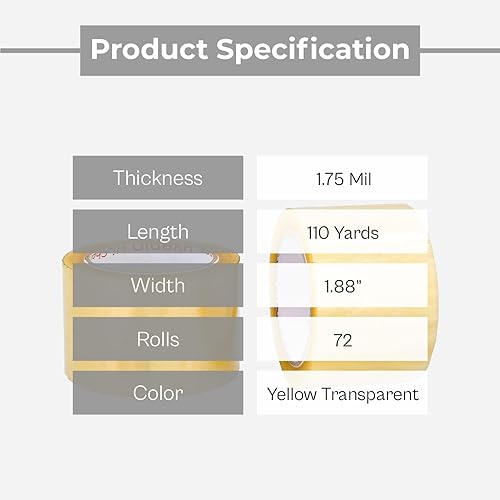 Miniatura 2 de PSBM - Cinta de embalaje acrílica, 2 pulgadas x 110 yardas, paquete de 72, transparente, 1.75 mil, cinta de embalaje para recarga de dispensador,