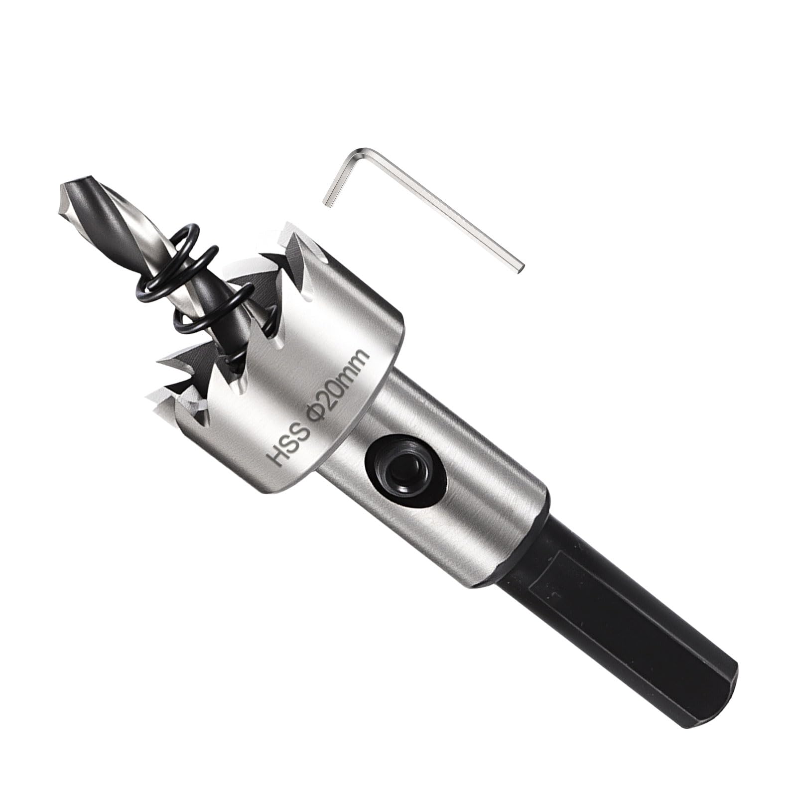 METALLIXITY Hole Saw 20mm (25/32"), M2 High Speed Steel Hole Cutter with Center Drill Bit, Hex Key and Spring