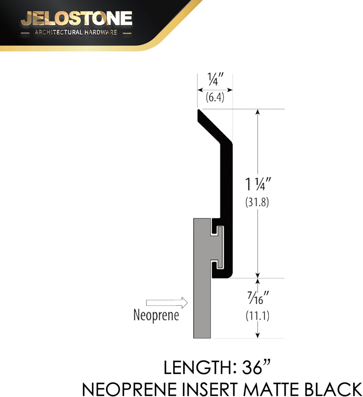 2 Pack - Commercial Door Bottom Sweep JS-N315, Heavy Duty Aluminum with Weather-Tolerant Neoprene Insert, UV-Resistant, 36", Matte Black Anodized – Ideal for Residential & Commercial Use