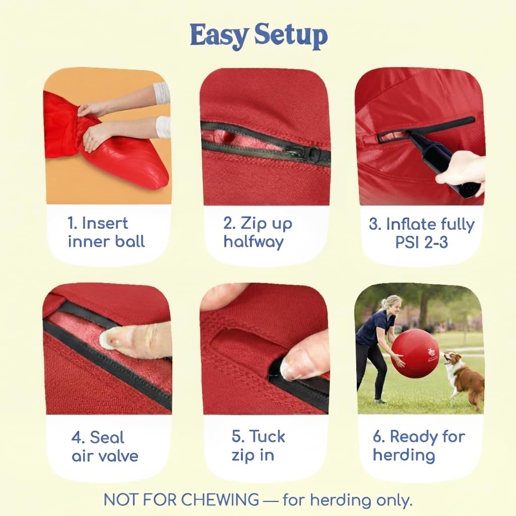 Race&Herd Balle de troupeau originale de 76,2 cm pour chiens — Balles pour jouets pour chiens (cerise) | Balle de troupeau XL pour golden retriever, berger allemand, labradors et boxeur, exercice en plein air instinct