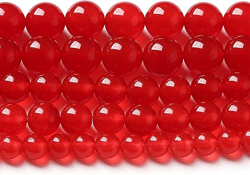 Cuentas redondas sueltas de jade de calcedonia roja de 0.315in, 45 piezas para hacer joyas, pulseras y collares