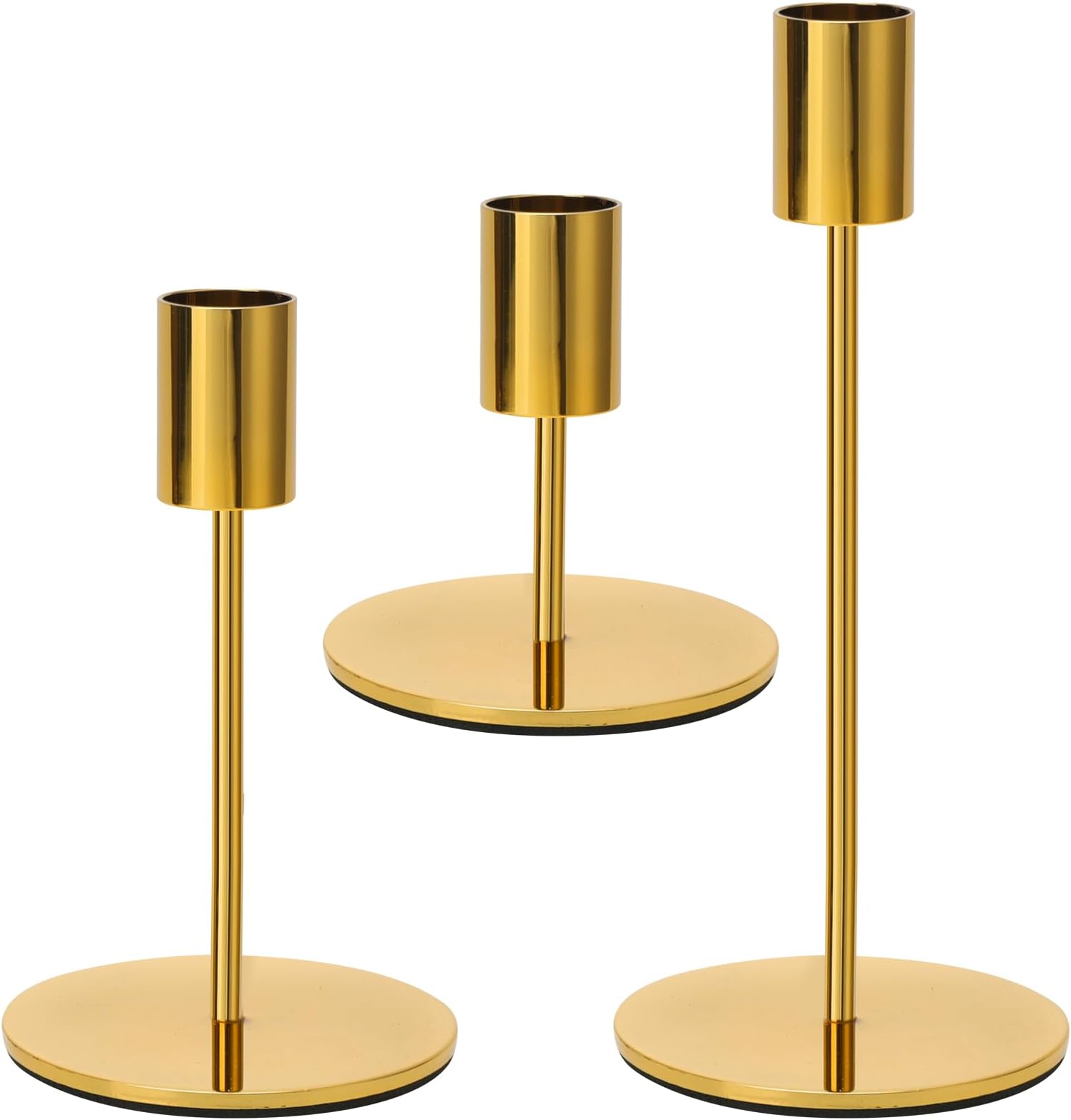 Anndason 3 PCS Gold Candlestick Holders Gold Candle Holder Taper Candle Holders Candle Holders Decorative Candlestick Holder for Home Decor, Wedding, Dinning, Party, Anniversary (Gold)