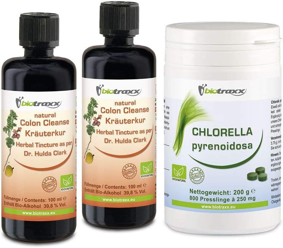 Black Walnut Clove Wormwood Plus Chlorella XL Full Course Dr. Hulda Clark. Made in Germany