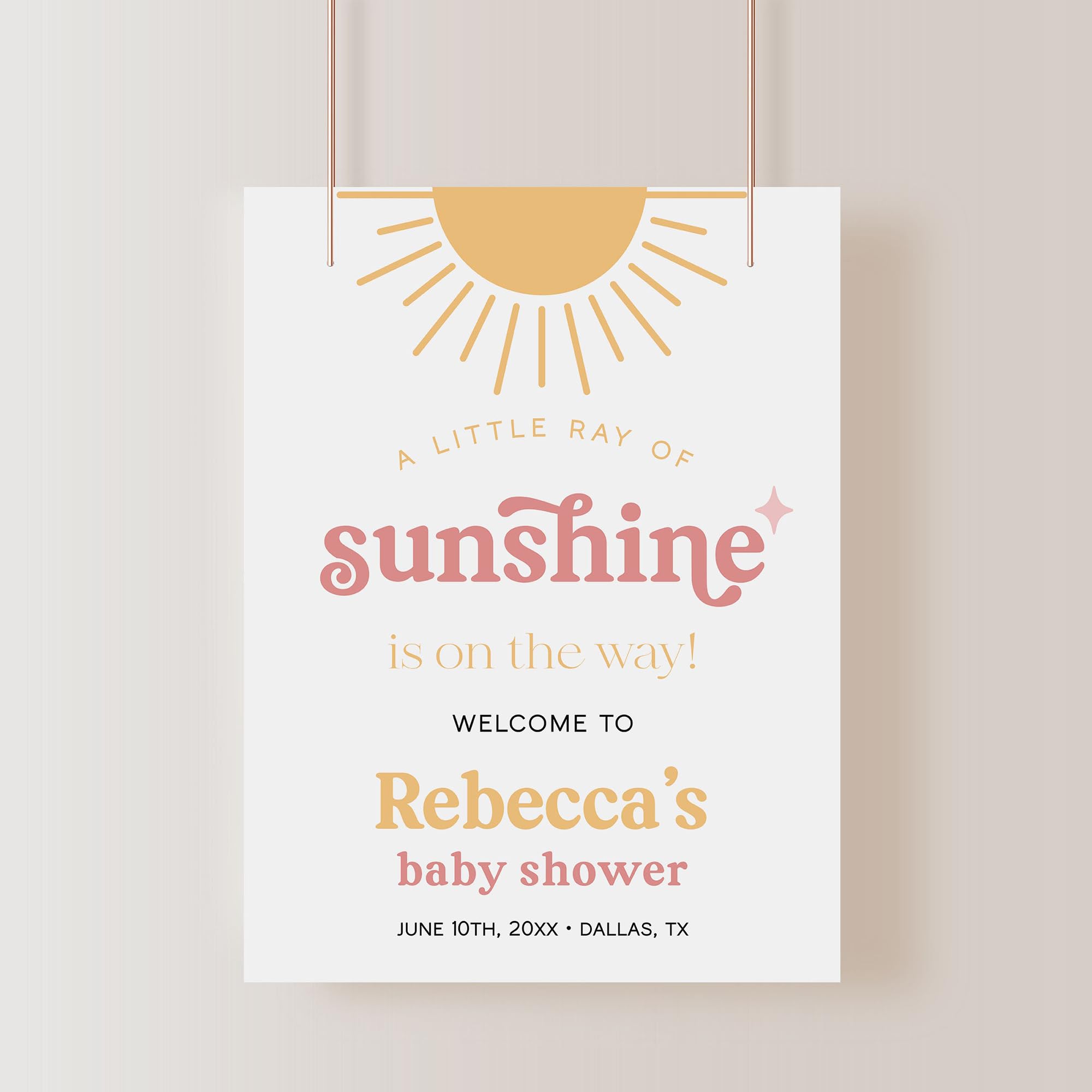 A Little Ray Of Sunshine Baby Shower Welcome Sign, Girl Sun Baby Shower Welcome Poster, Sunshine Baby Shower Welcome Sign, Personalized Plastic Yard Sign 0511_1_1_2