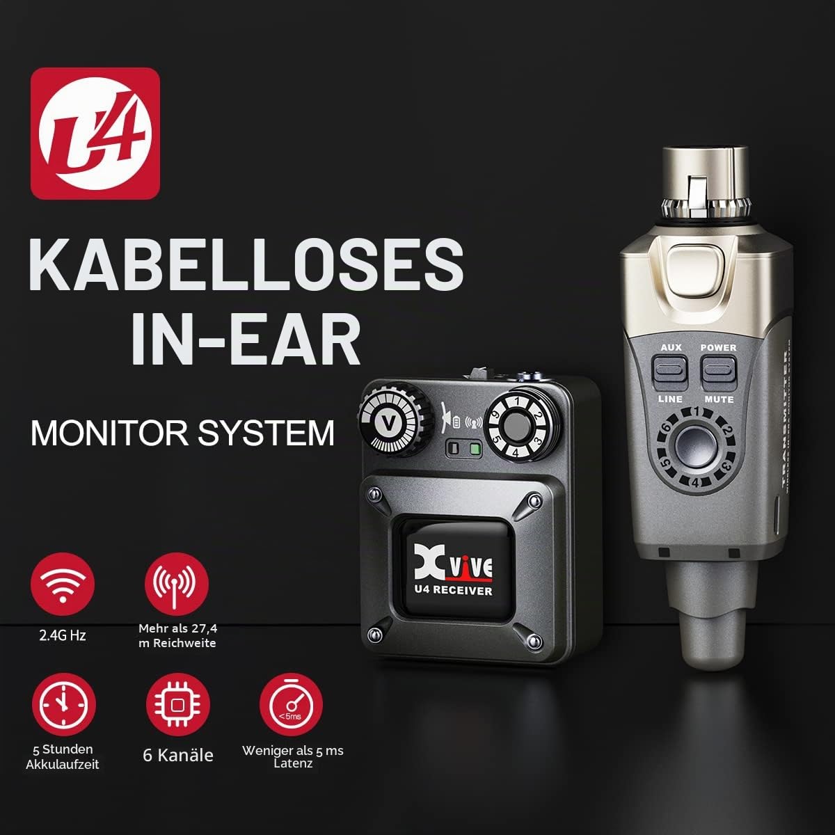Xvive U4R Drahtloses In-Ear-Monitor System Nur Empfänger