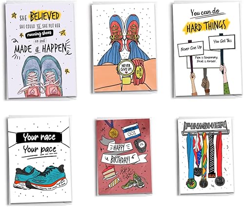 Miniatura 1 de 6 tarjetas inspiradas en mujer  Cumpleaños  Felicitaciones y Run Happy Pack  Regalo para correr