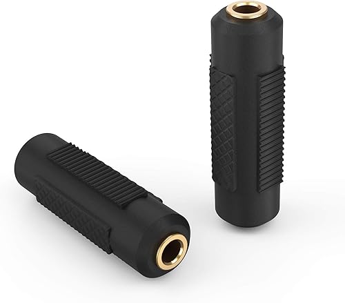 CableCreation Paquete de 2 conectores estéreo de 0.138 in a 0.138 in hembra a hembra adaptador de audio acoplador chapado en oro para cable estéreo,