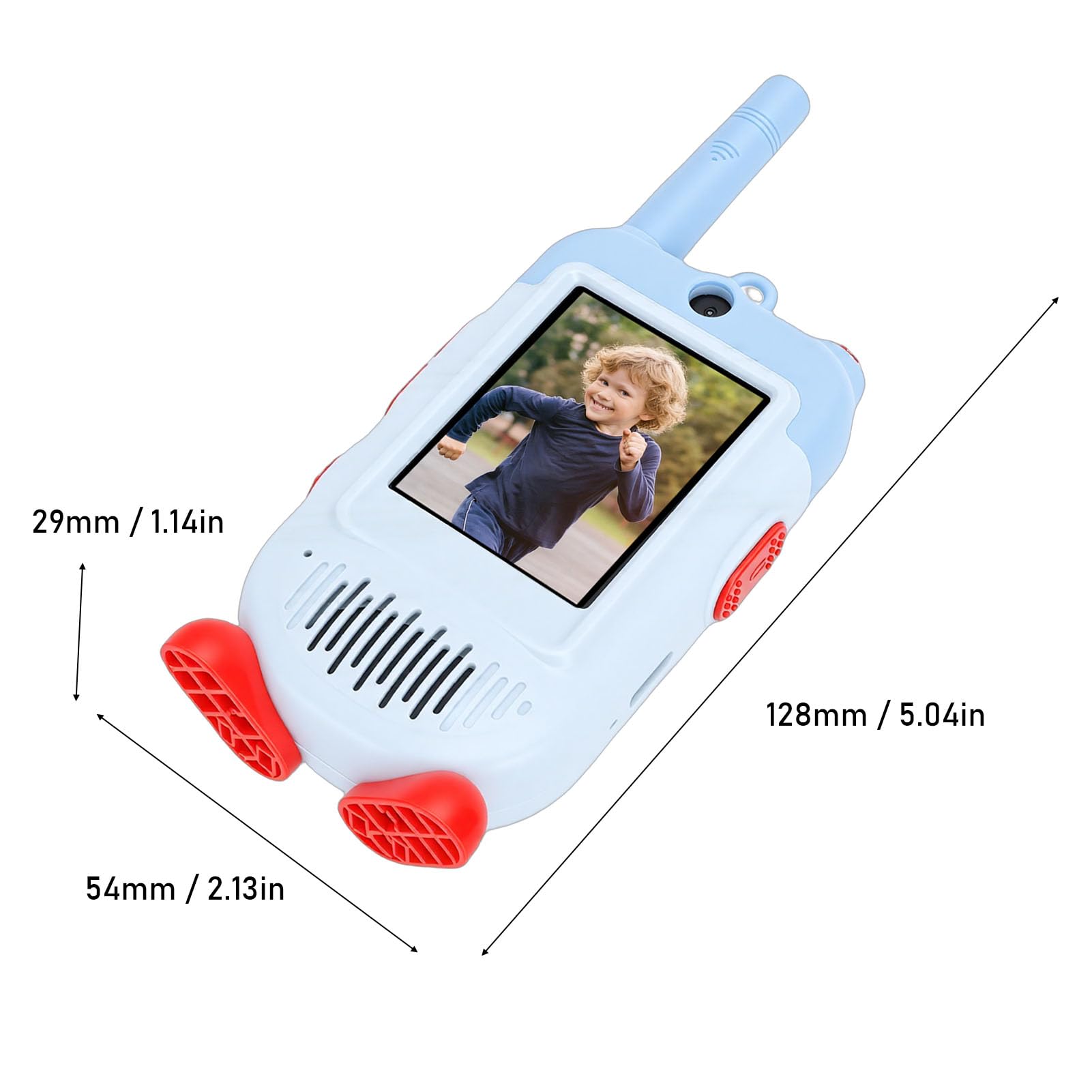 Talkies-Walkies Vidéo pour Enfants, Paquet de 2 Interphones Vidéo Rechargeables Portables, Portée de 500 M, Radio Bidirectionnelle avec écran 2 Pouces, Cadeaux d'anniversaire (Blue)