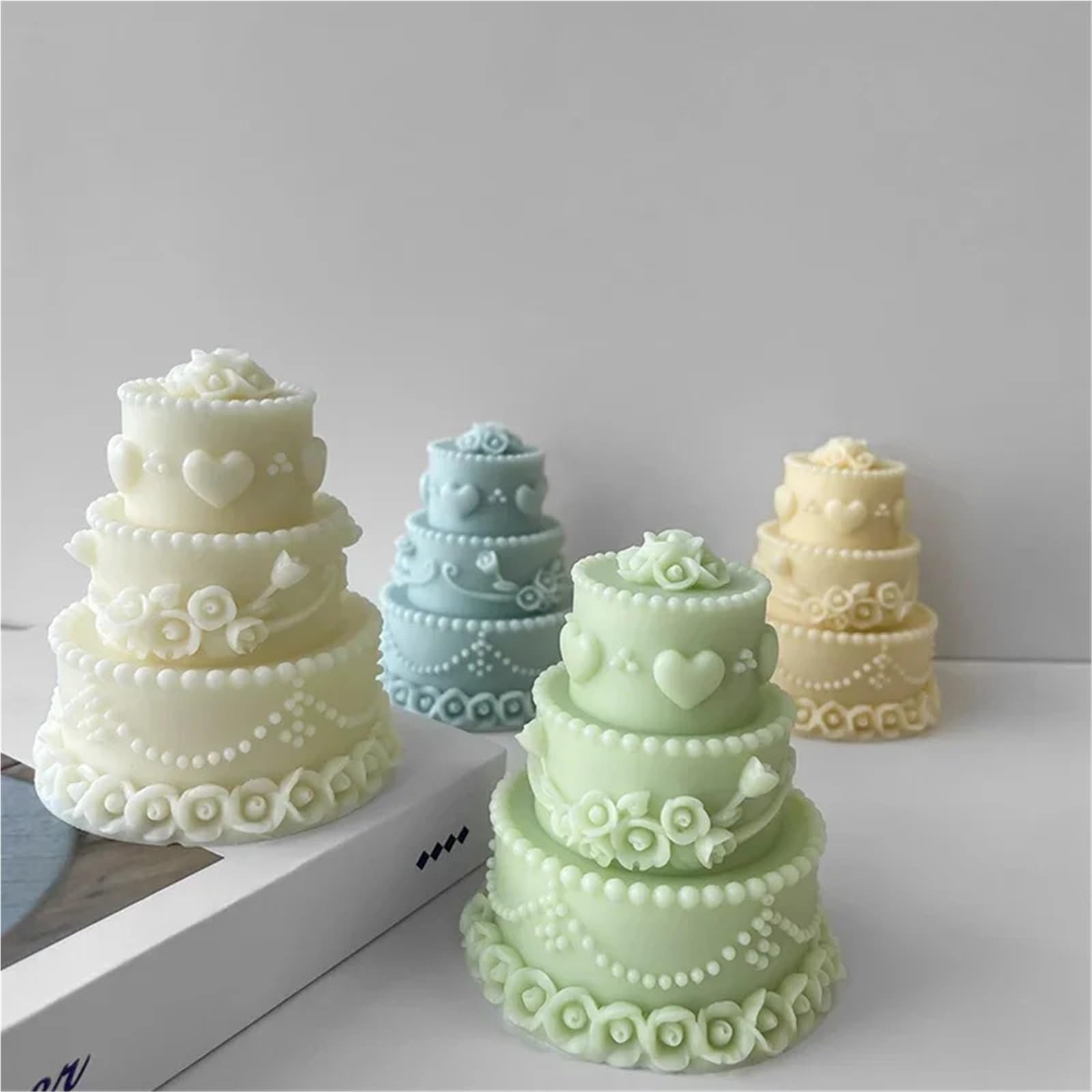 Moule à gâteau d'anniversaire en Silicone, faire soi-même, plâtre de bougie, multicouche 3D, outils cuisson gâteaux au sucre, bonbons chocolat, 2 pièces Pour Bougie(S)