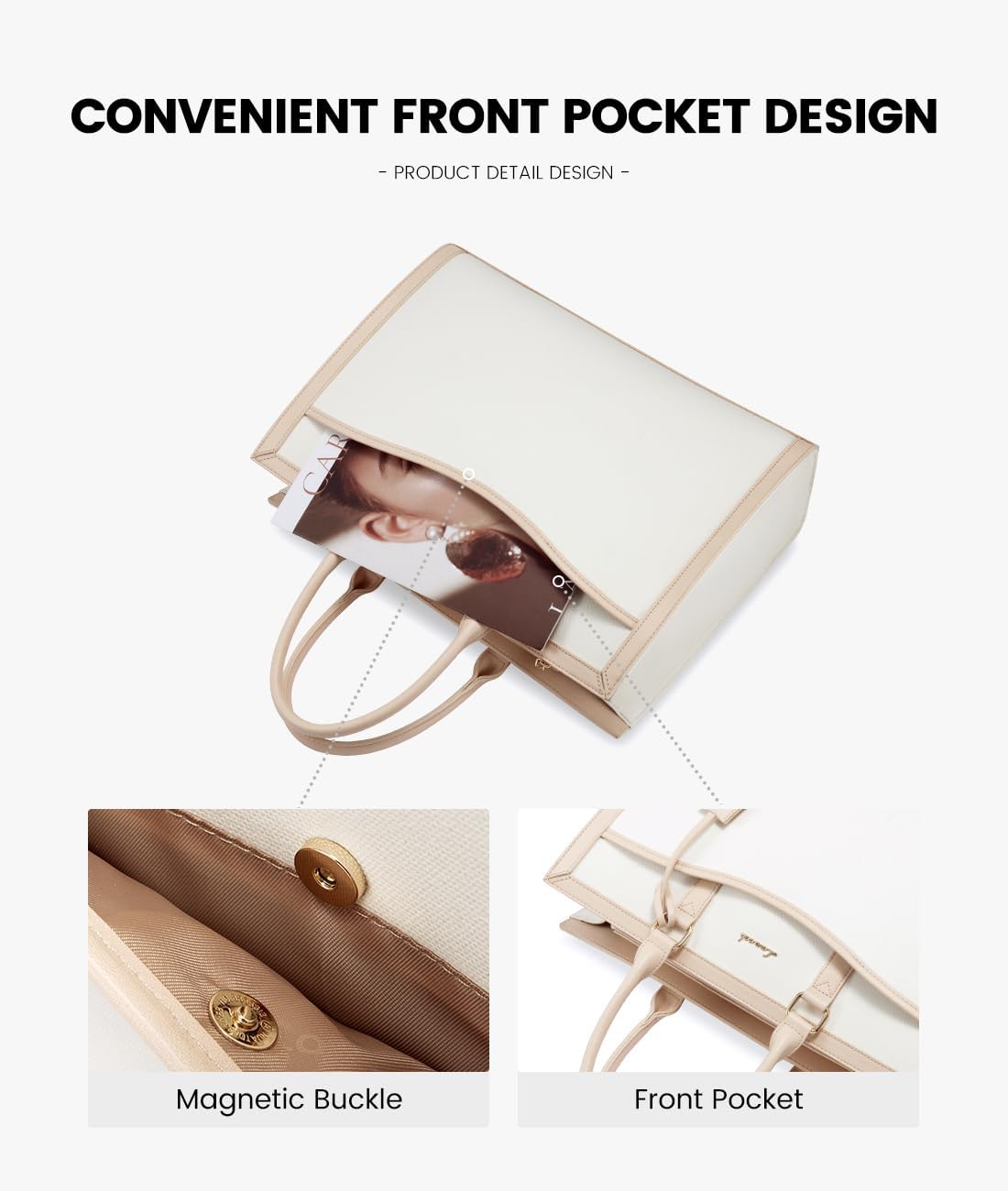 LOVEVOOK Laptop Tote Bag for Women, Office Work Bag Briefcase fit for 15.6 inch Laptop, Large Capacity Teacher Bag Handbag - Image 3