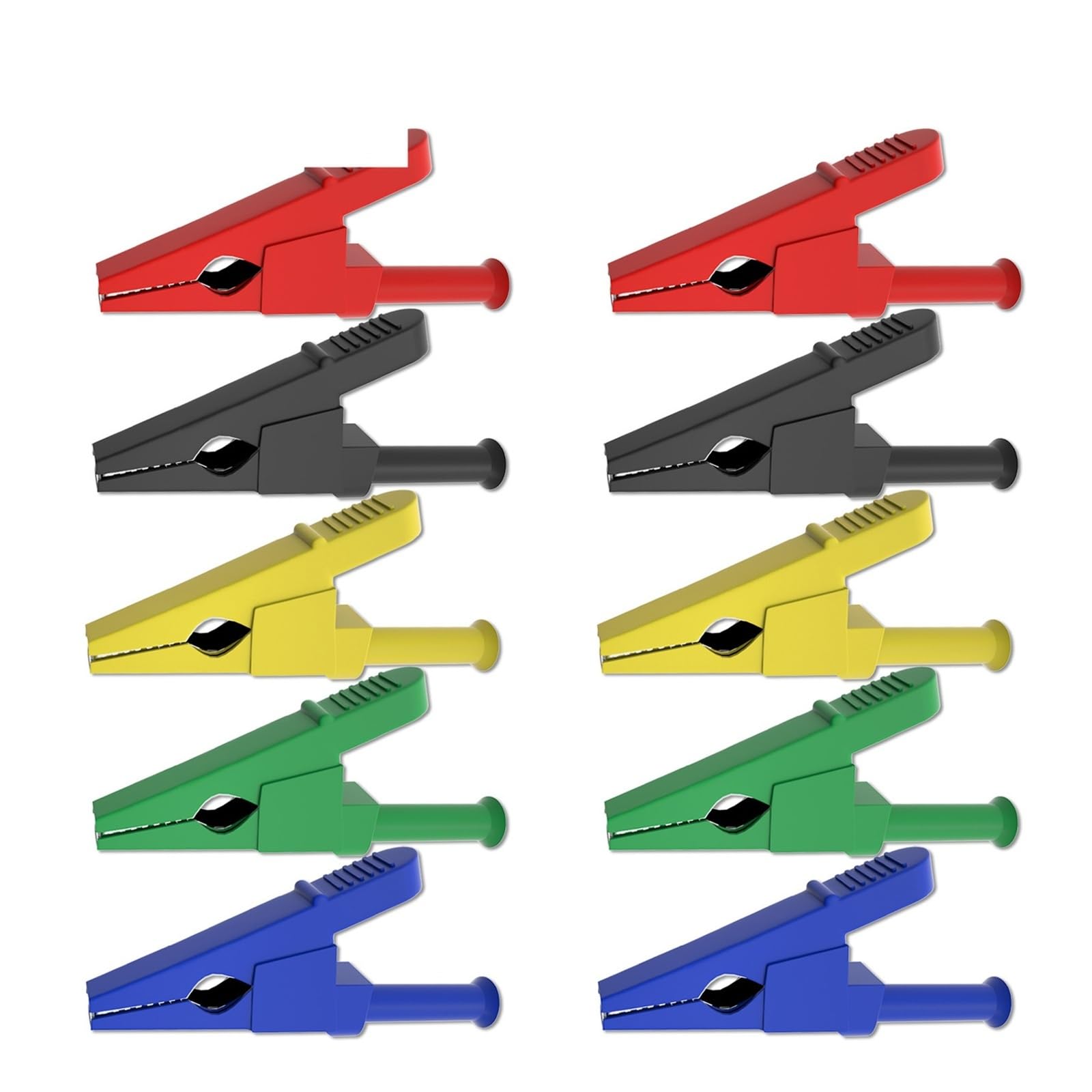 P2002.20L 10 sztuk zacisk krokodylkowy bezpieczeństwa w pełni izolowane zaciski krokodylkowe do wtyku bananowego 4mm lub spawania 30A Cheerfully (Color : 5 colors 10pcs)