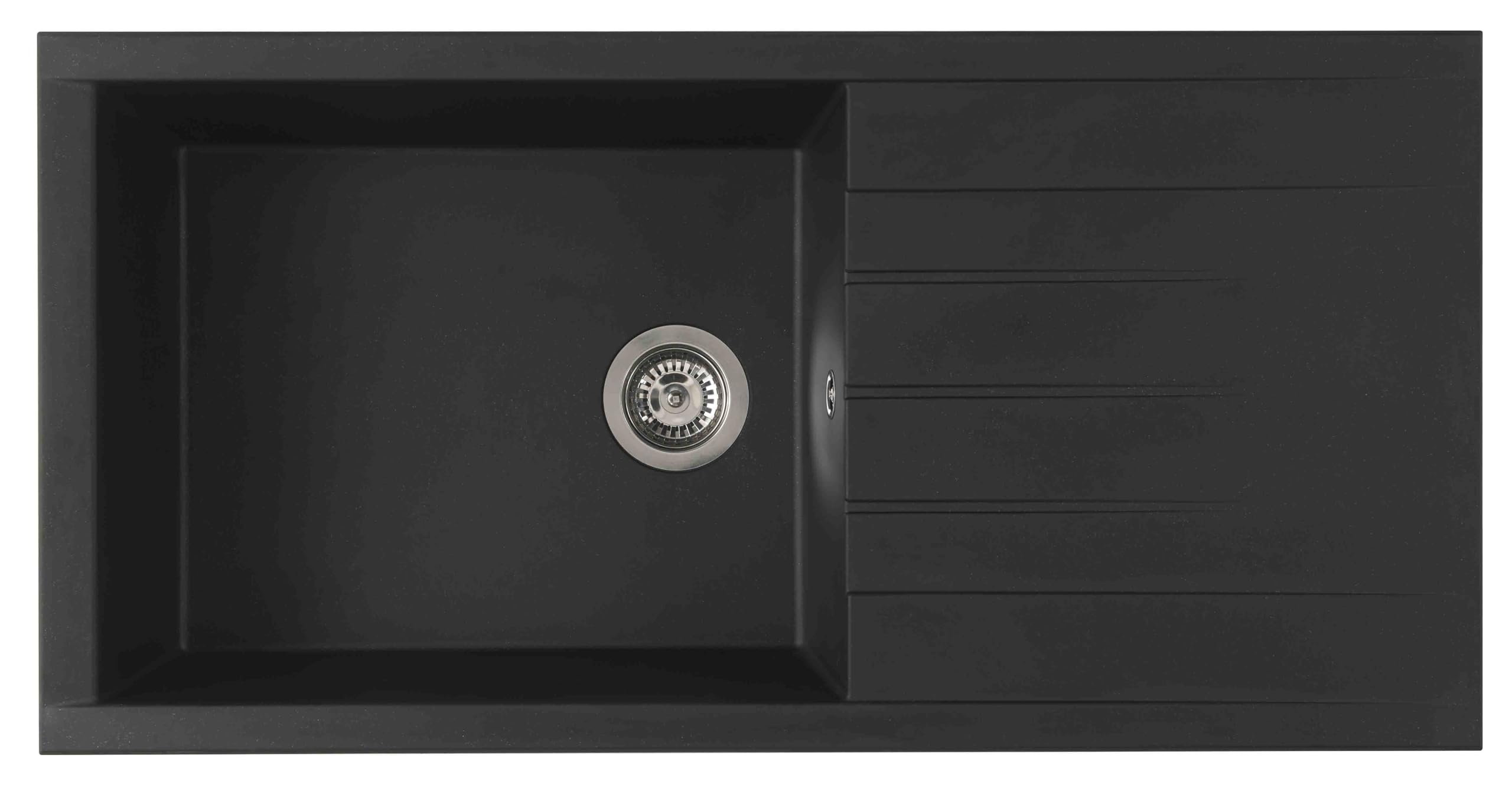 Respekta Houston Lavello in Mineralite nero/Lavello da incasso a 1 vasca da 100 x 50 cm/Lavello adatto a mobili sottolavello a partire da 60 cm di larghezza / HOUSTON100X501BS