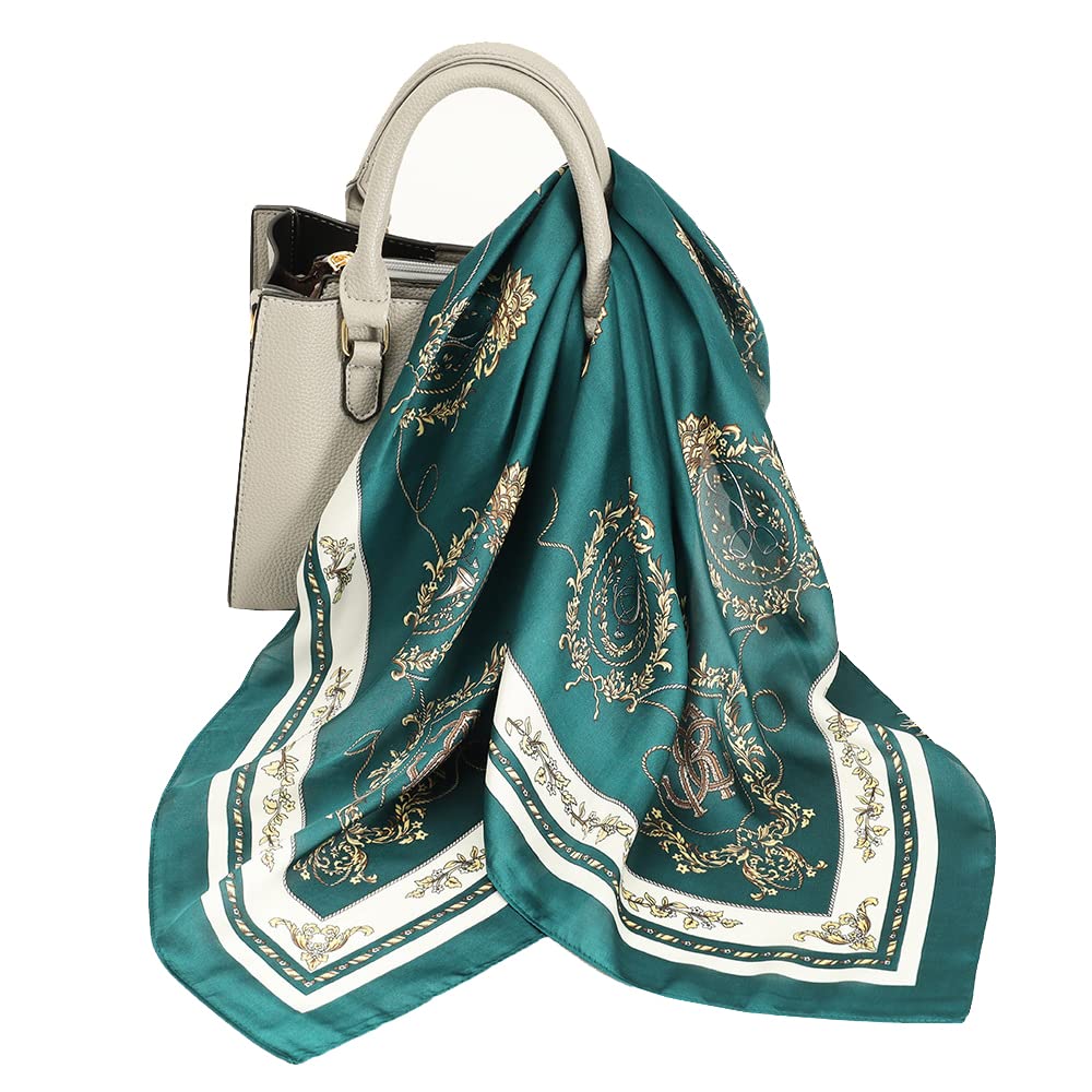 KOOYOLWomen Silk Like Feeling Scarf Ladies Large Square Satin Headscarf Neckscarf Hair Scarves Wraps