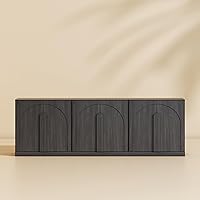 Vista 67 de BELLEZE Aparador Modular Acanalado Buffet con Almacenamiento, Mesa Consola Moderna de Mediados de Siglo con Puertas Arqueadas Simétricas, Elegante