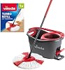 Vileda Turbo 2in1 Spin Mop & Bucket Set with Foot Pedal | Telescopic Handle (Up to 123cm) & 2in1 Microfibre Mop Head with Extra 2-in-1 Refill | Powerful Cleaning Removes 99% of Dirt with Water