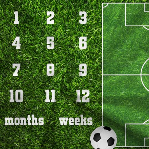 Image of Soccer Theme Baby Monthly Milestone Blanket Football Sports Nursery Decor Photography Background Newborn Growth Record Prop 60 inchx40 inch with Frames