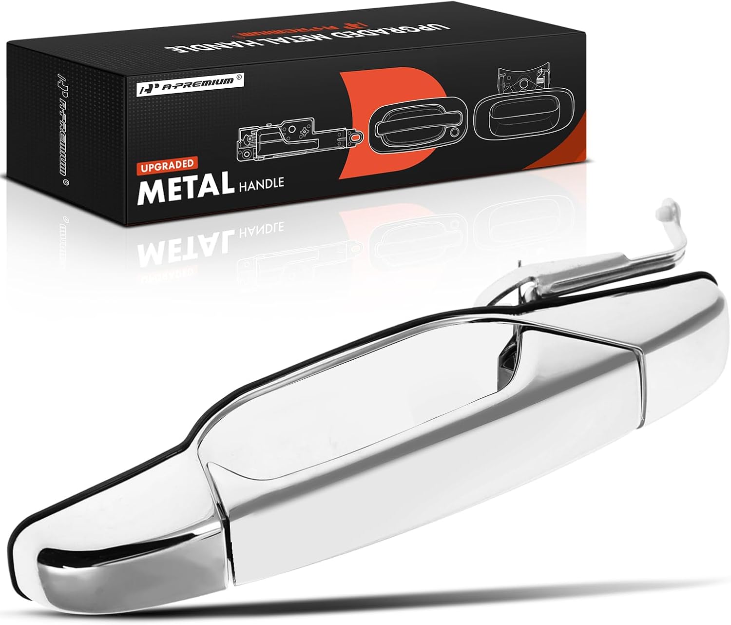 A-Premium Rear Left Driver Side Chrome Exterior Door Handle - Upgraded Metal - Compatible with Chevy, GMC, Cadillac - 2007-2013 Silverado Suburban Avalanche Tahoe Sierra Yukon Escalade - 22738725