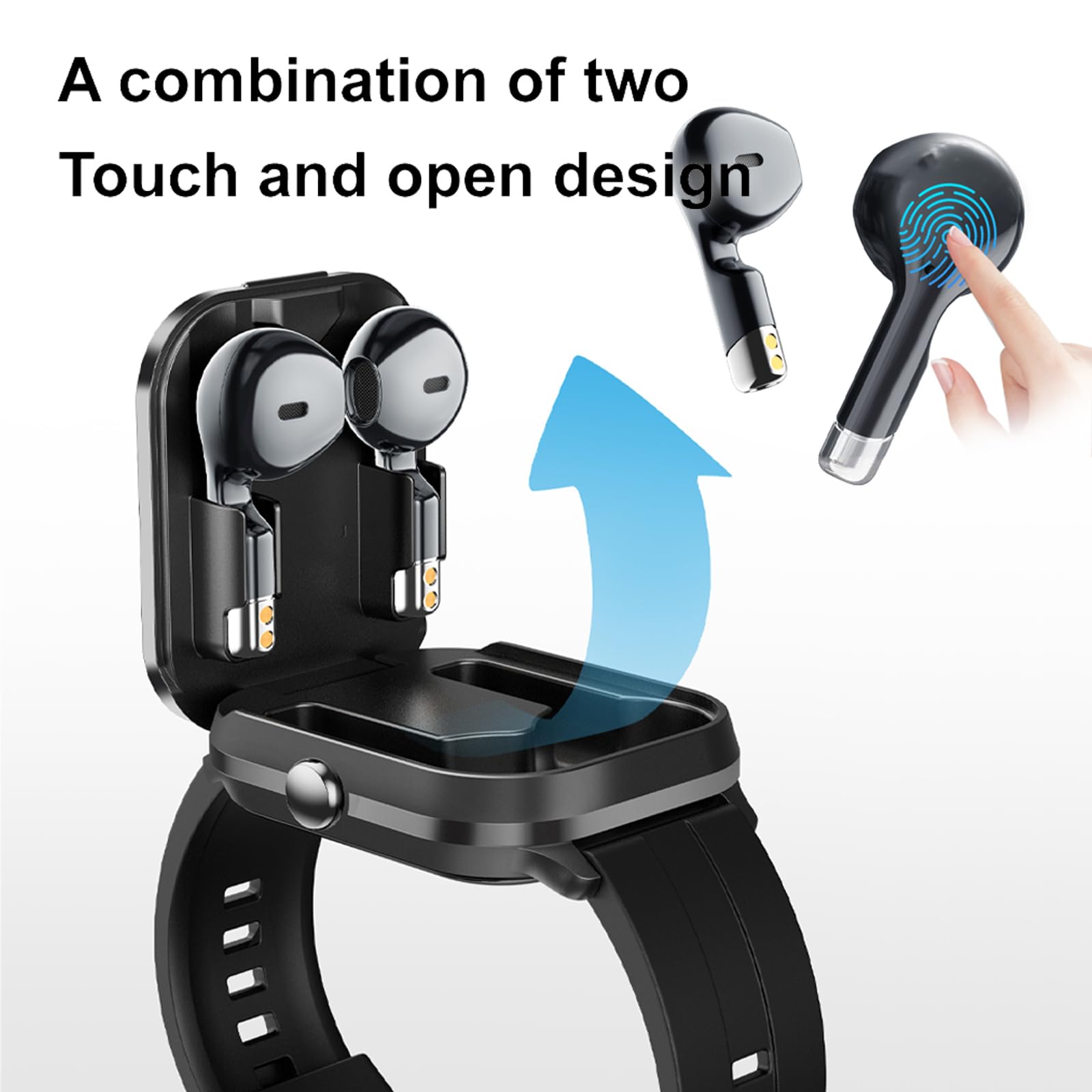 findtime Smartwatch 2 in 1 con cuffie, per la salute, fitness tracker, orologio sportivo, orologio da uomo, orologio da fitness, cardiofrequenzimetro, contapassi, cronometro attività