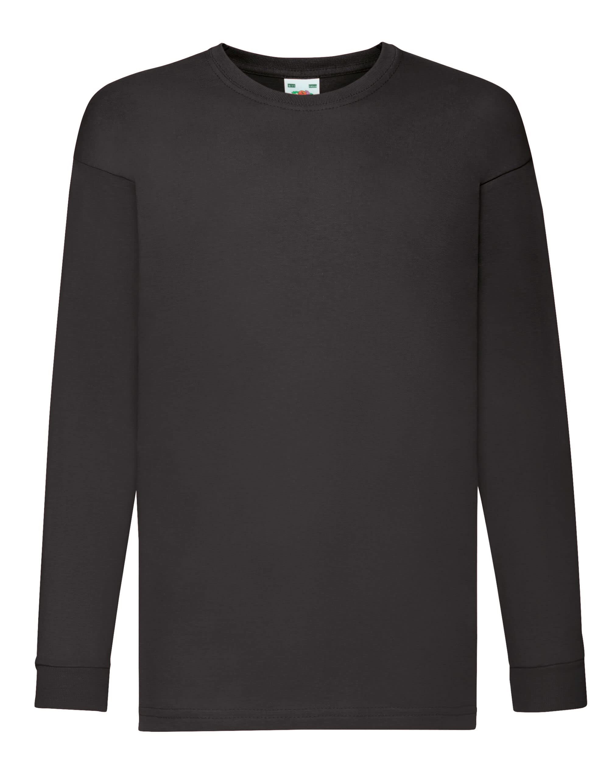 Fruit of the Loom Unisex Kid's Valueweight Long Sleeve T-Shirt, Black, 12-13 Years