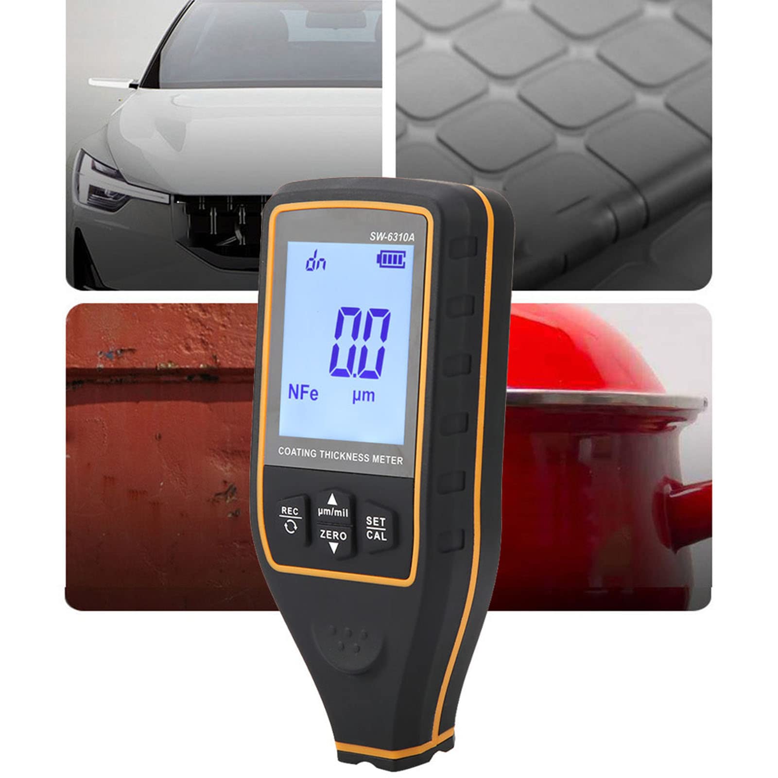 Paint Thickness 0-1700um Digital Coating Thickness Voice Broadcast Data Storage 2 Inch HD Color Screen 0.1um 1um Resolution for Car Paint Rubber Enamel