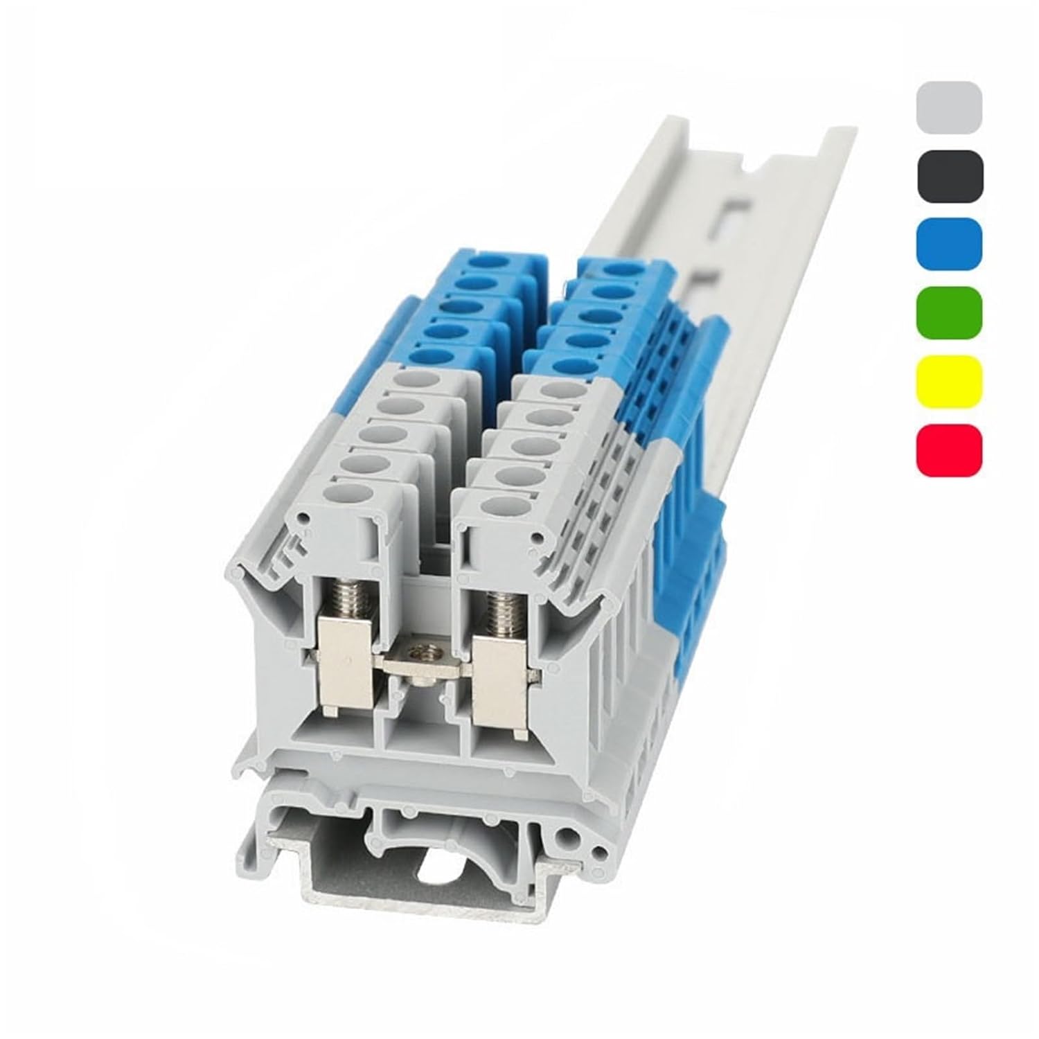 UK6N Screw Din Rail Terminal Block 6mm 2 Cable Electric Wire Connectors 10Pcs(Black,50 Pcs)