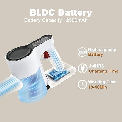 Miniatura 7 de Aspiradora inalámbrica, potente motor sin escobillas, aspiradora ligera 6 en 1, montaje en pared con pantalla LED y luz de trapeador de motor para