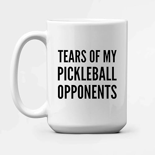Miniatura 6 de Panvola Tears of My Pickleball Opponents Sports Player Coffee Mug Ceramic Cup Novelty Drinkware (15 oz, White) Blanco,Negro -
