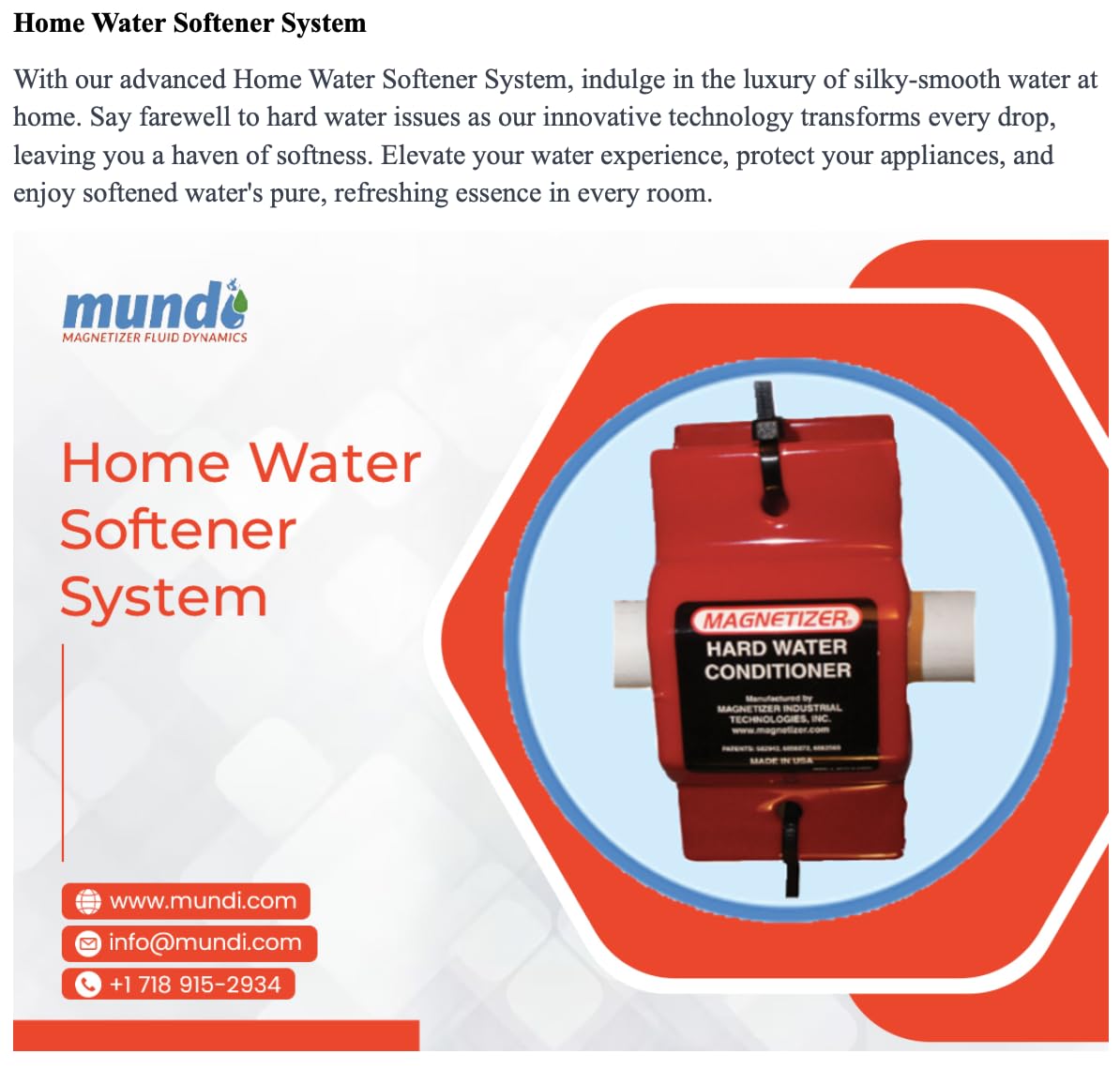 Salt-Free Water Softener & Filter Companion by Magnetizer®