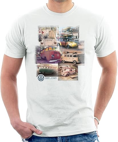 Volkswagen Camiseta Camper Beetle Collage para hombre
