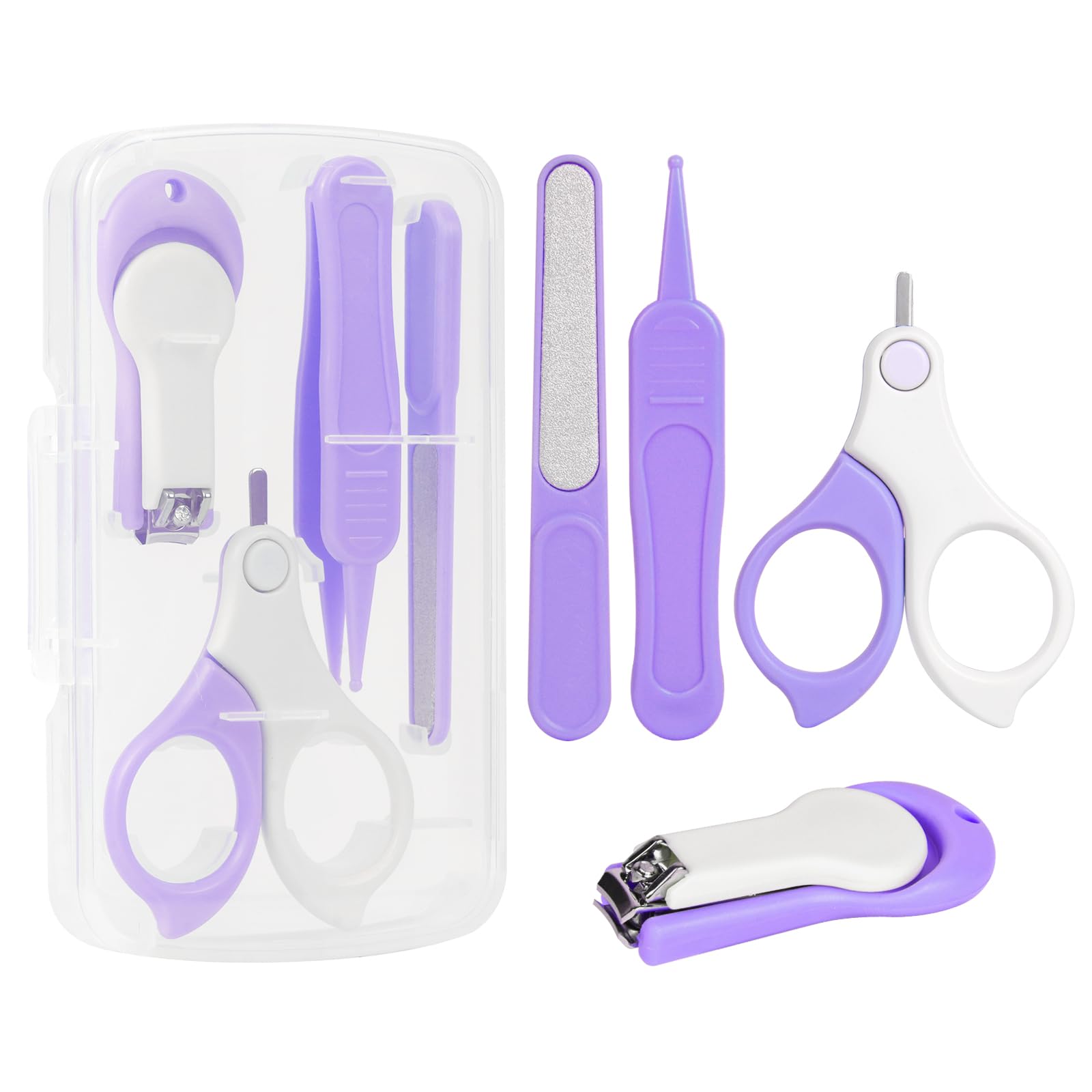 Vicloon Baby Maniküre Set, 4 PCS Baby Nagelknipser & Baby Nagelfeile, 4-in-1 Baby Nagelpflegeset Neugeborene mit Baby Nagelknipser, Nagelschere, Nagelfeile, Pinzette-Violett