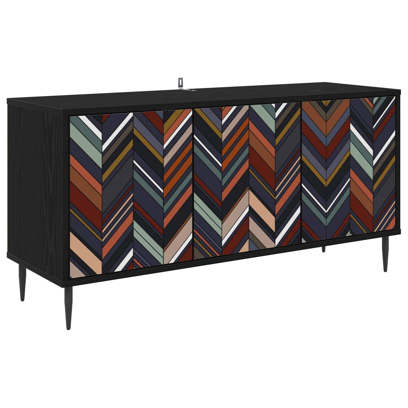 Mobile per TV, 102 x 33 x 51 cm, moderno, effetto rovere, nero