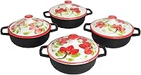 Vista 1 de IMUSA 0.5qt Carmen de Viboral Cast Aluminum Nonstick Caldero 8pc Set with Floral Ceramic Lids (Drop Ship), Black - 14cm