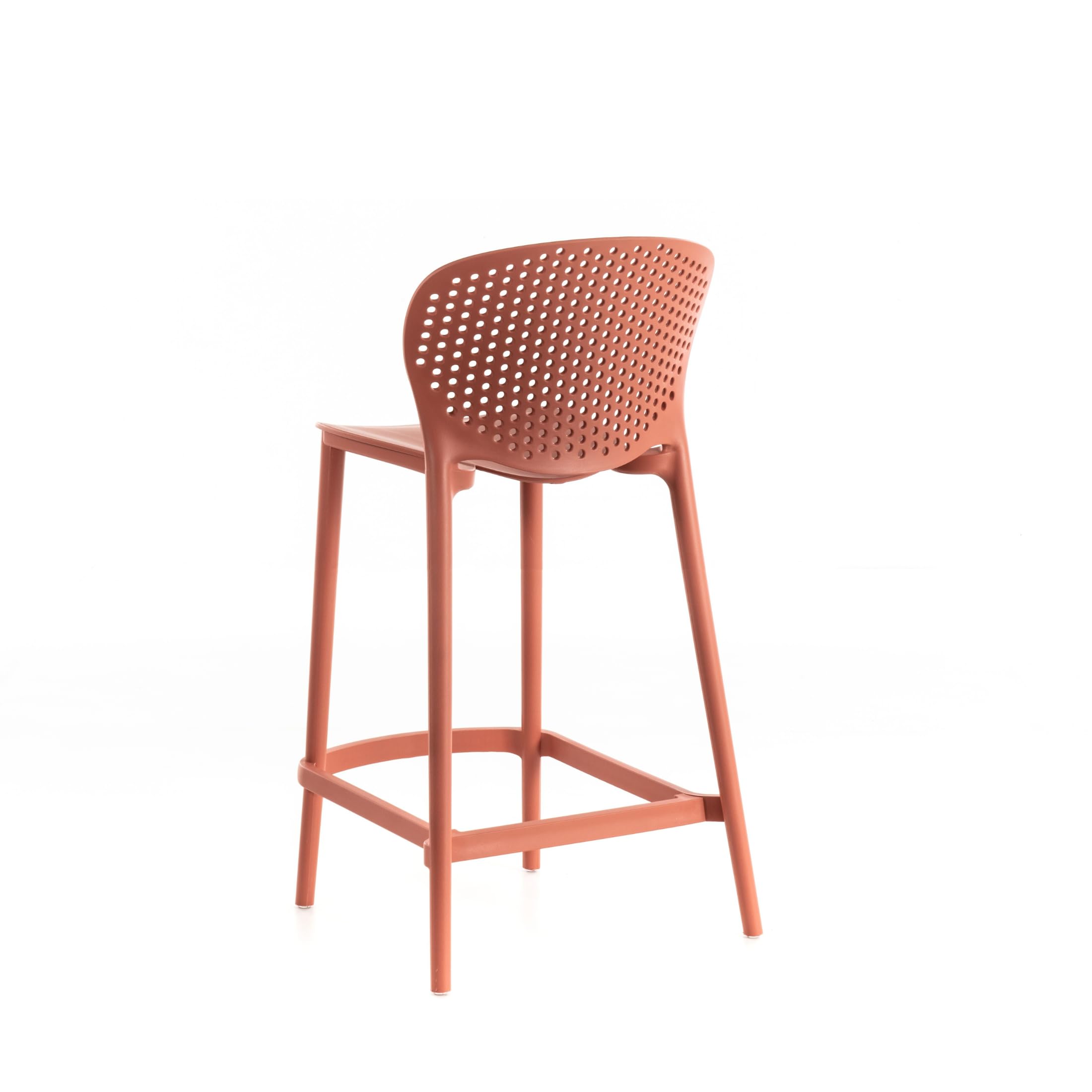 MONDO VIRO Set di sgabelli alti impilabili in PP con poggiapiedi Kolbi cm 46x42 93h (2, Arancione)
