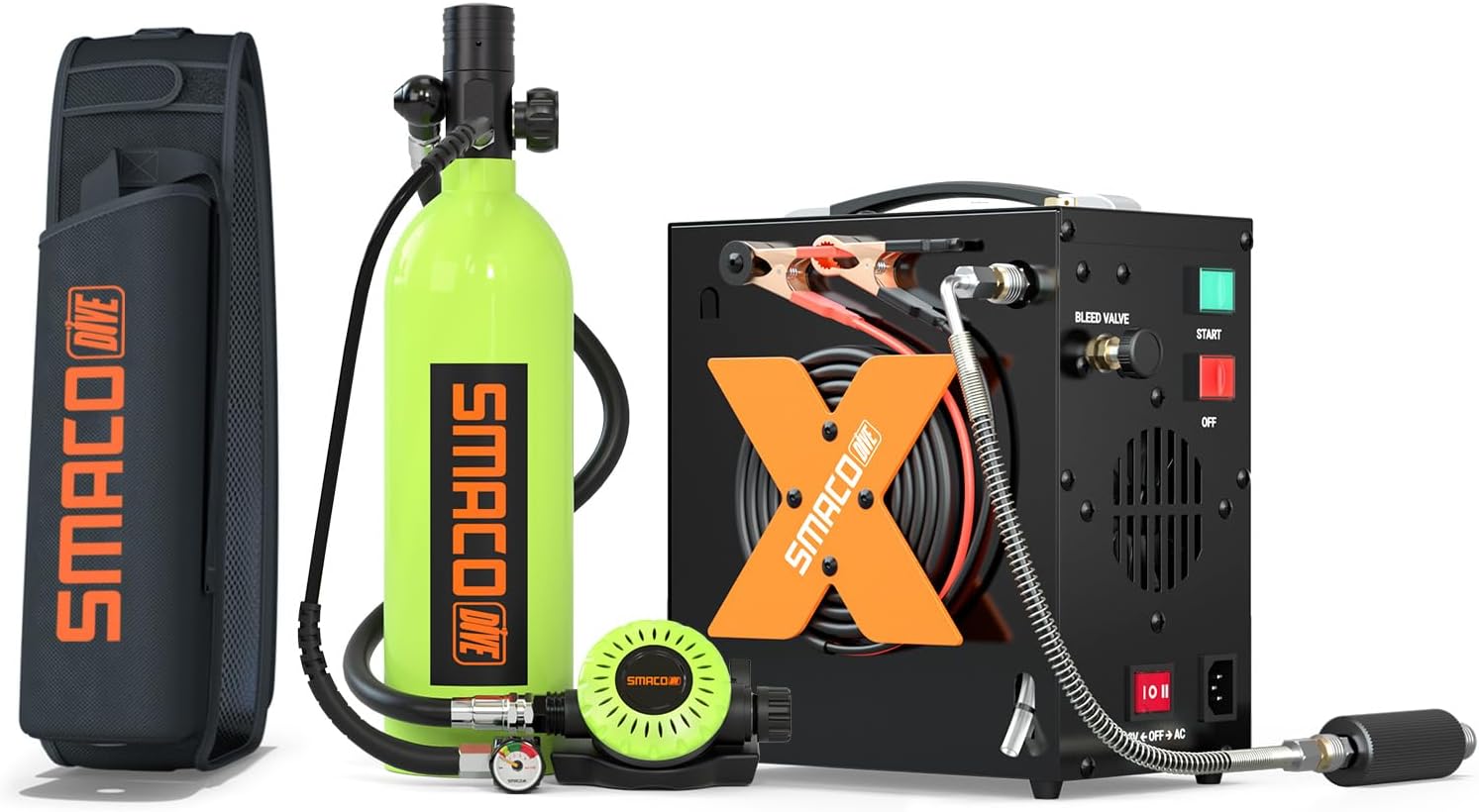 SMACO Scuba Tank with 1L Capacity Mini Scuba Tank Support About 15 Minutes Underwater Breathing Devices Diving Oxygen Tanks Scuba Cylinder for Underwater Sightseeing/Underwater Work/Backup Cylinder