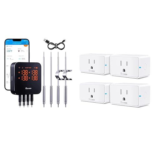 Miniatura 1 de Govee Paquete de 4 salidas Bluetooth WiFi con termómetro de carne recargable Govee WiFi con 4 sondas de alerta de notificación de aplicación remota