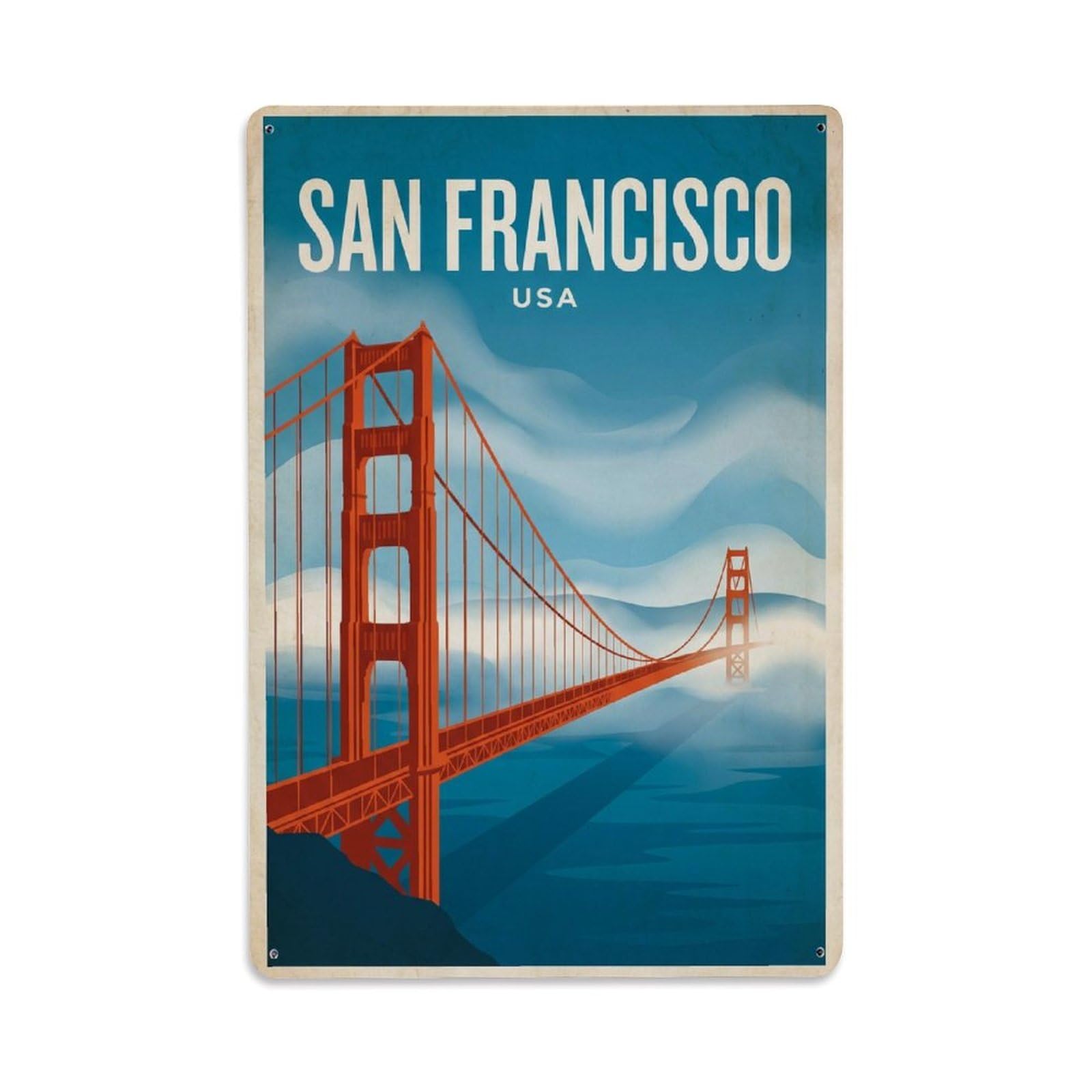 Xanthor Style Travel Vintage Usa San Francisco Metal Tin Sign