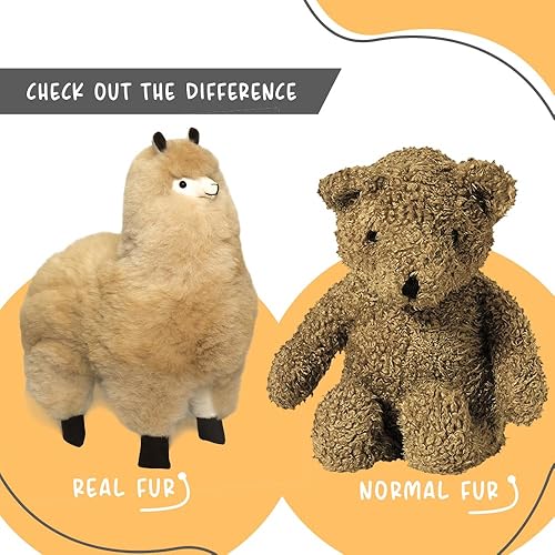 Miniatura 53 de Peluche de alpaca, 12 pulgadas, lindo, suave y tierno juguete de peluche de alpaca hecho a mano en piel natural de Alpaka real (12 pulgadas, beige)