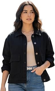 Women's Relaxed Fit Full Sleeve Utility Denim Jacket