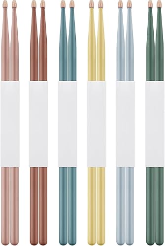 Boao 6 pares de baquetas 5A, baquetas con punta de madera de nogal para adultos, accesorios clásicos para niños, baterías acústicas o electrónicas,