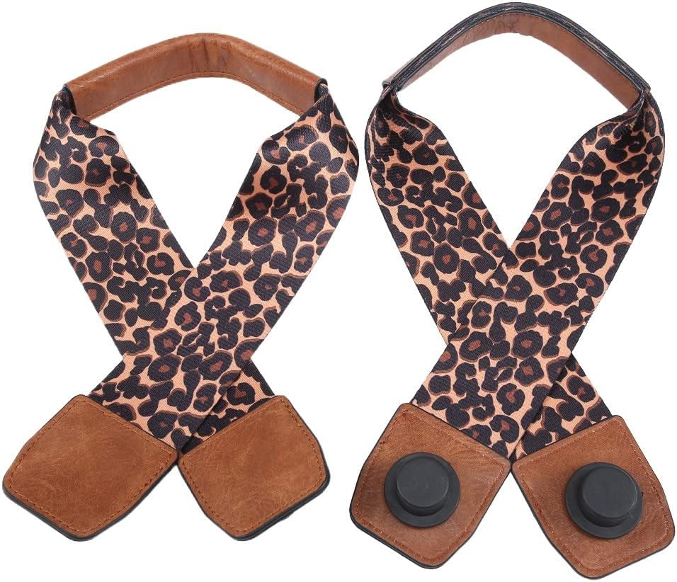 Jen & Co. Versa Tote Guitar Straps in Leopard - Stylish Nylon and Vegan Leather Strap for Tote Bag, Large Handbag Purse Straps, Replacement Beach Tote Strap