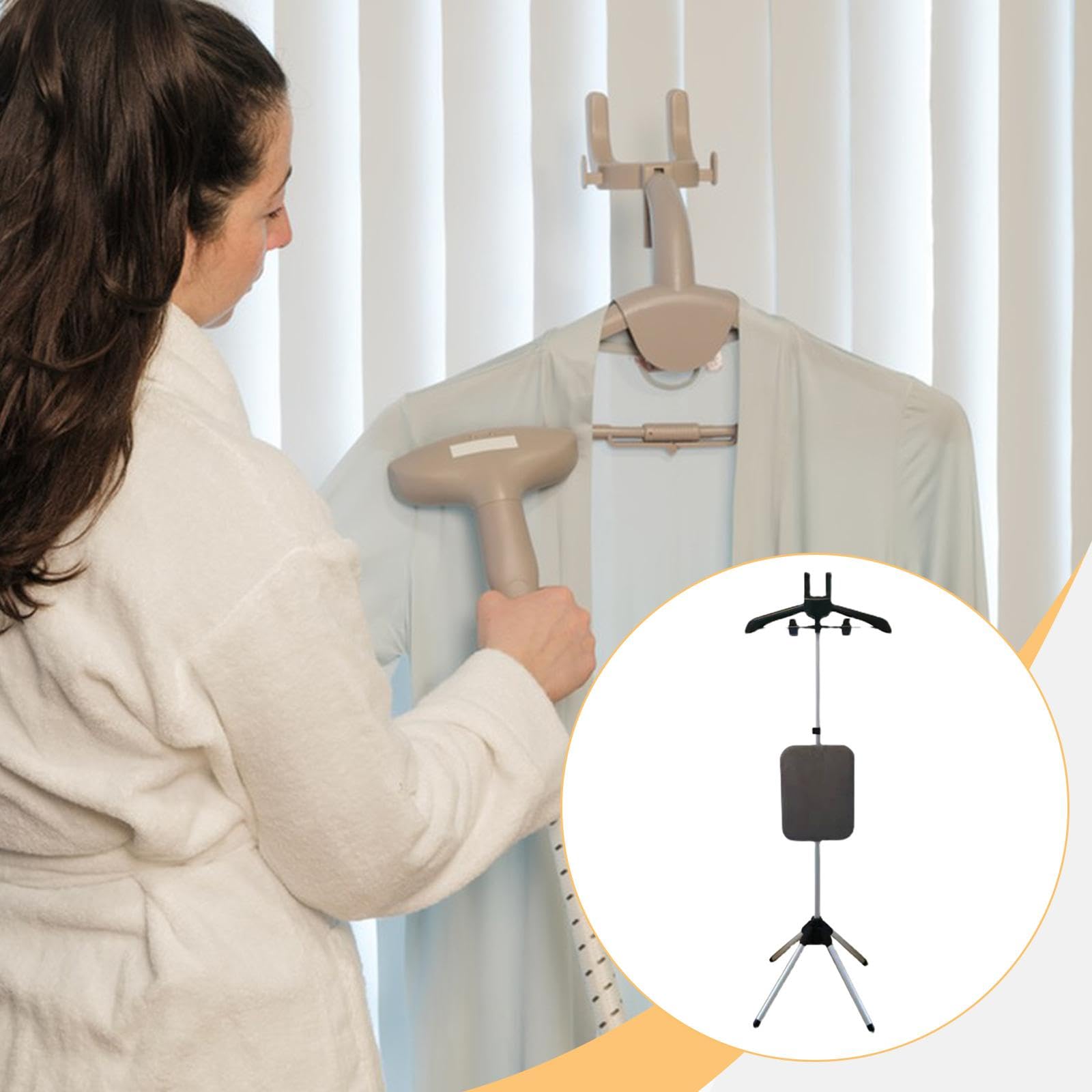 Supporto per stirare a vapore appendiabiti pratico salvaspazio portatile pieghevole per stiratrici a vapore verticale- Stile Appendiabiti