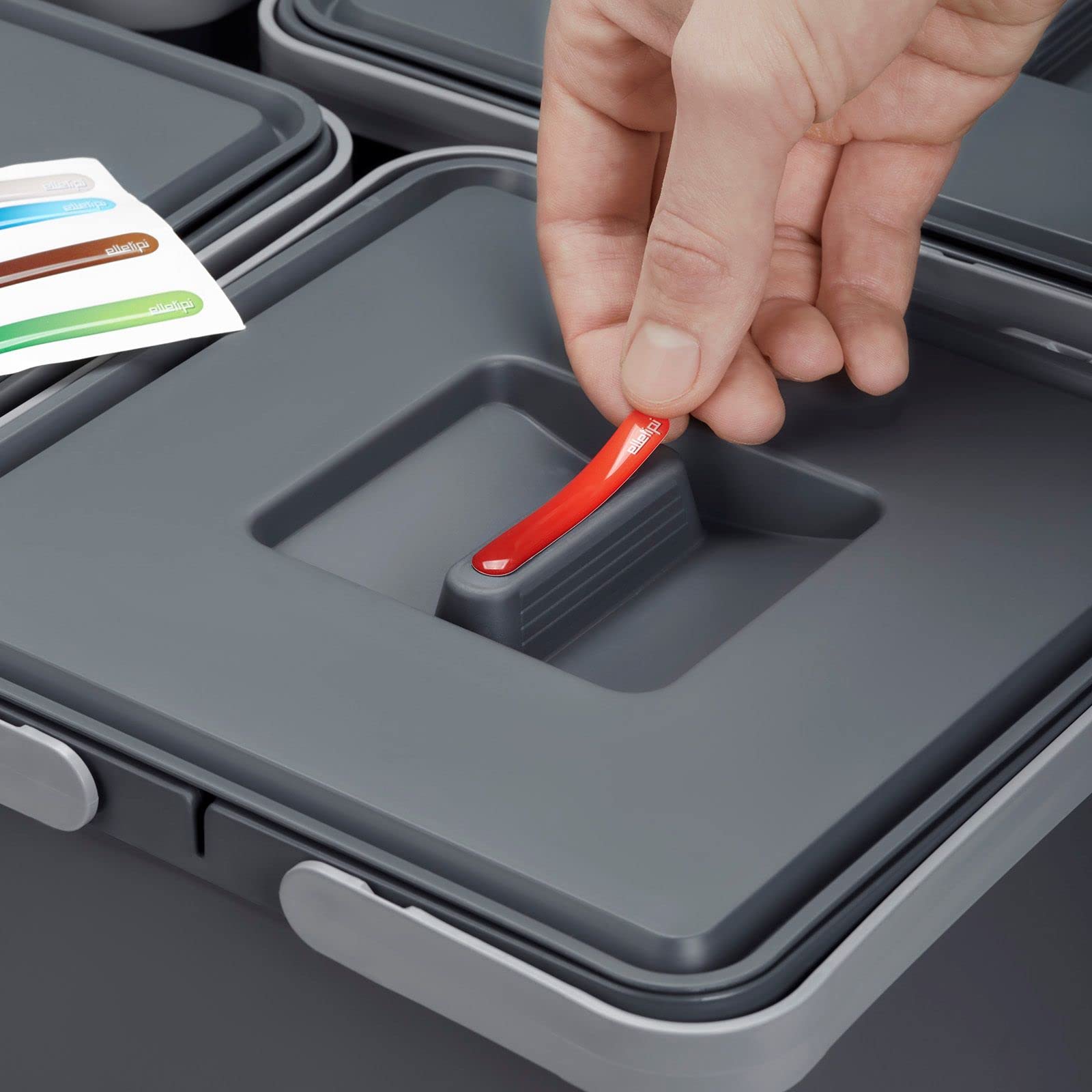 SOTECH Système De Tri Sélectif Draw 15 15L Poubelle Avec Couvercle Système De Tri Sélectif Pour Tiroir Largeur De Caisson 60 Cm