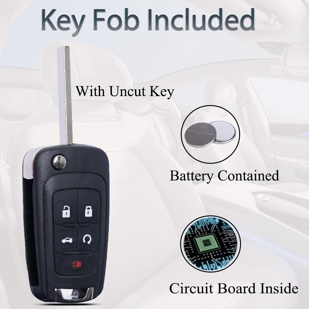 SUPALAND Key Fob Keyless Entry Fits for Chevrolet Camaro Cruze Equinox Impala Malibu Sonic Buick Lacrosse Regal Verano Encore Allure Remote Control Key Replacement 5 Button OHT01060512(Set of 2)