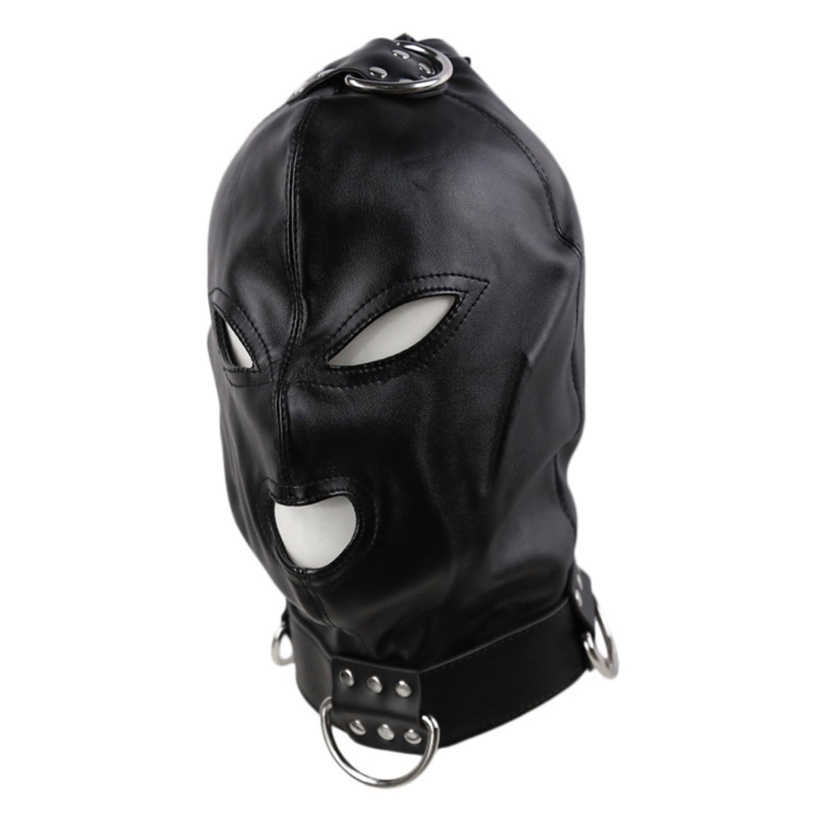 Hdynasty Black PU leather mask for men and women party rave night alternative role play mask headgear (B) - Image 4