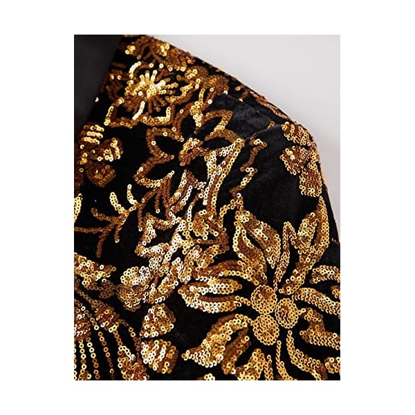 Pyiujtr Men's Sequins Velvet Shawl Lapels Stage Party Prom Wedding Dinner Suit Jacket Blazer