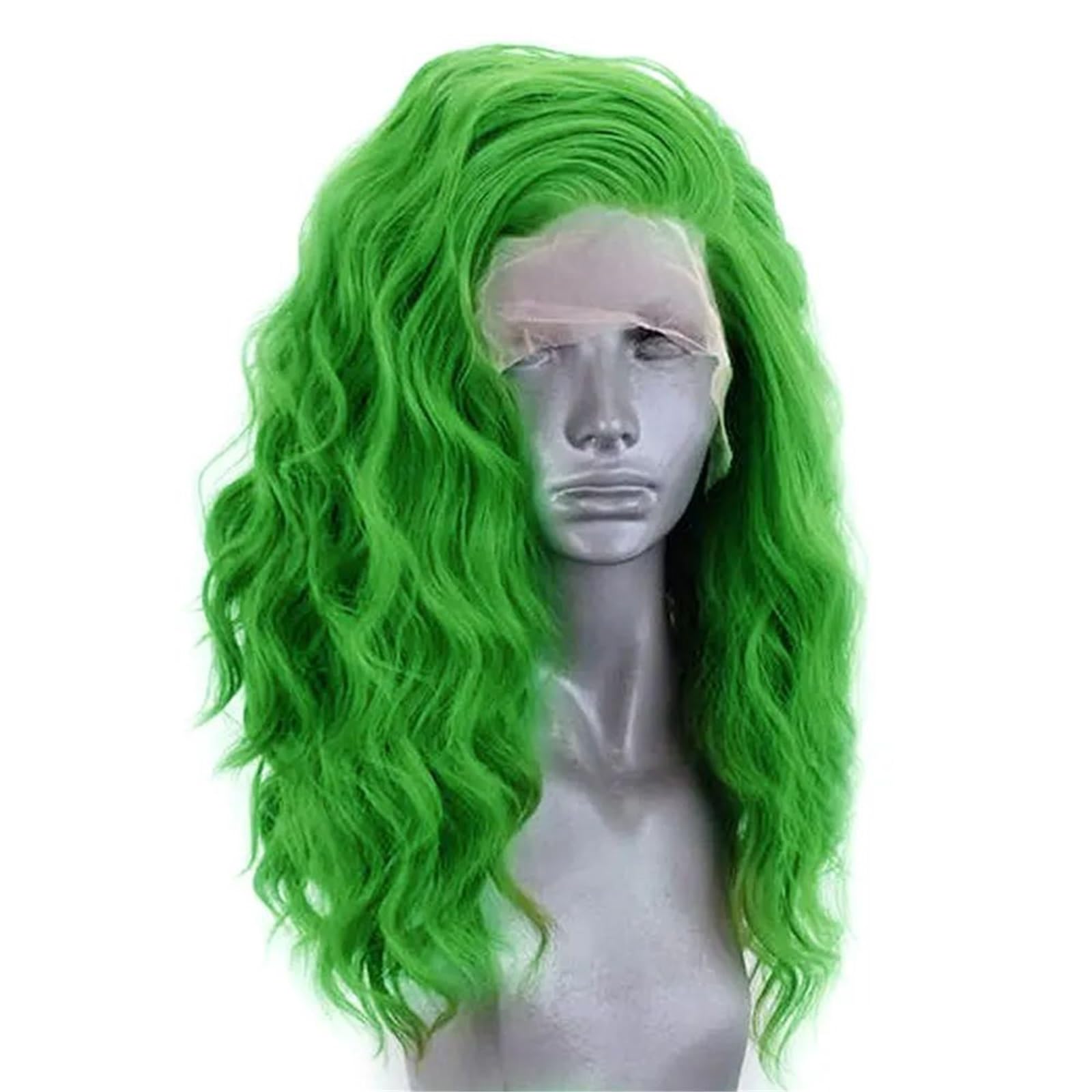 Włosy syntetyczne Peruka syntetyczna średniej długości Zielona fala wodna Odzież na co dzień Hairline Cosplay Koronkowe peruki z przodu Peruki dla kobiet(20inches)