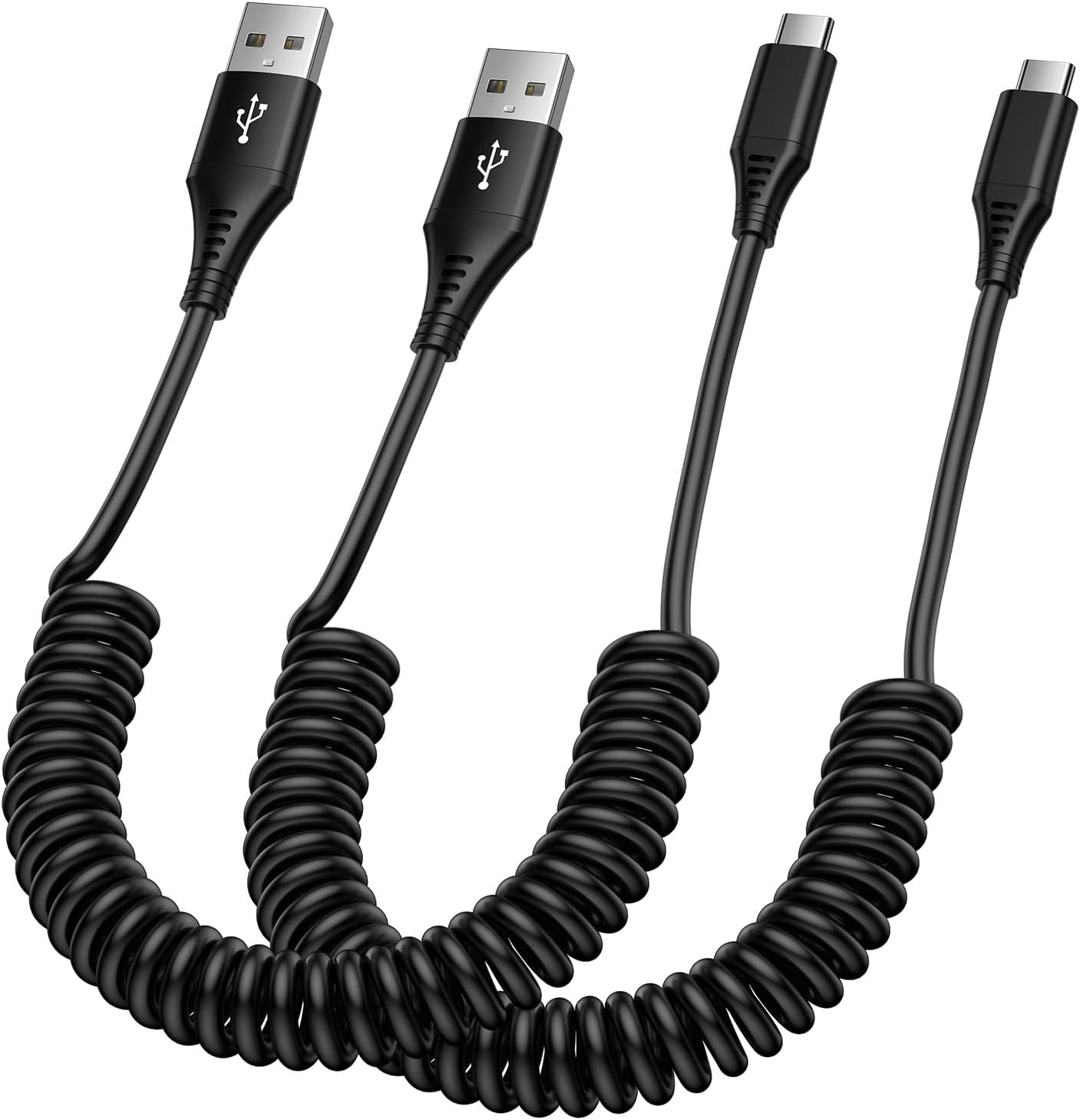 USB C to USB Cable,Android Auto 3ft+5ft Coiled Cable for