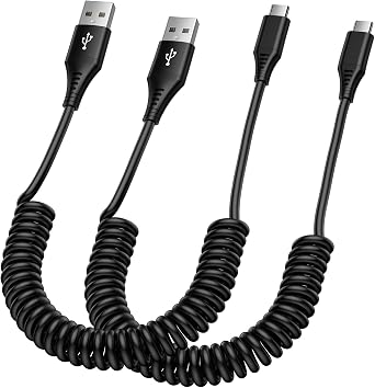 USB C to USB Cable,Android Auto 3ft+5ft Coiled Cable for Car Retractable Fast Charging Cord Type C for Samsung Galaxy S26 Ultra S26+ S26 S25 FE Flip Fold A17 A16,iPhone 17e 17 Air 17 Pro Max,Pixel 10a