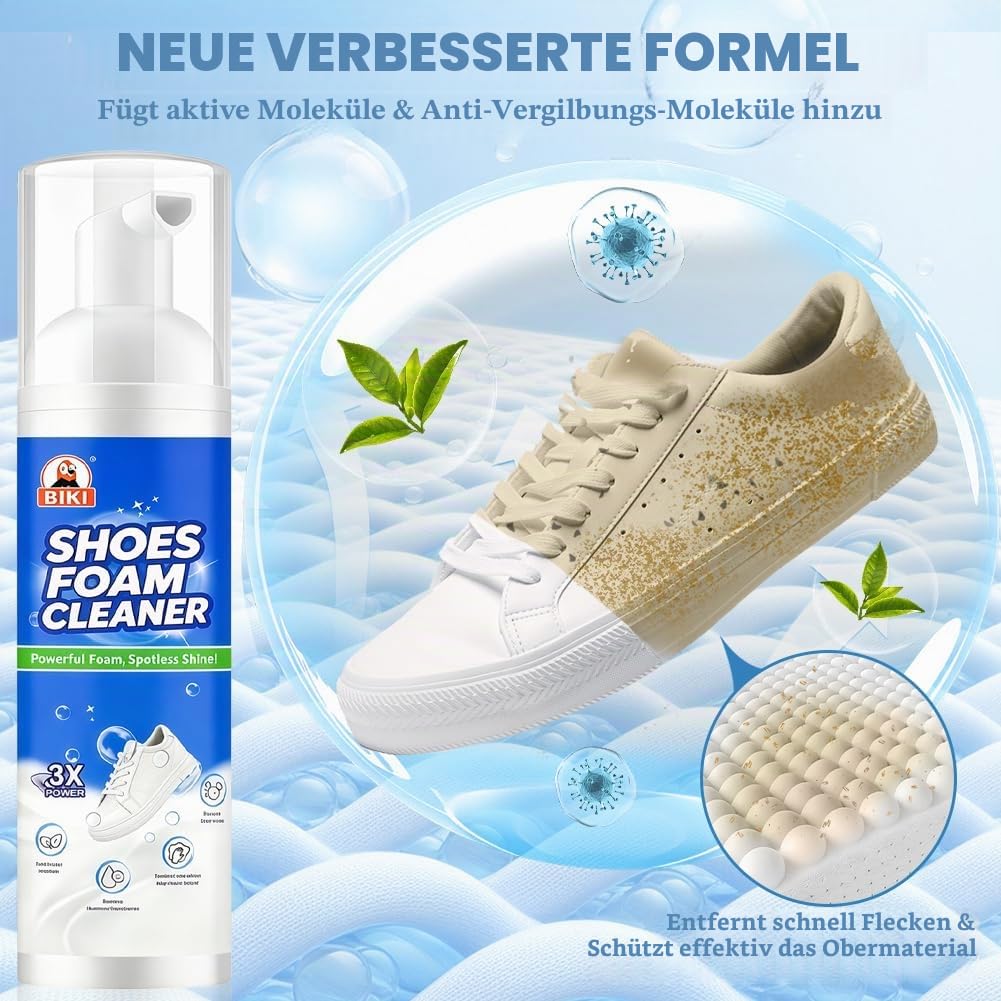 flintronic 3 stk. Sneaker Reiniger Set, Schaum Schuhreiniger, 200ML Weißer Sneaker Cleaner Schaum für Schuhe, Sneaker Reinigungsset mit Bürste, Handtuch & Schwamm für alle Schuhtypen
